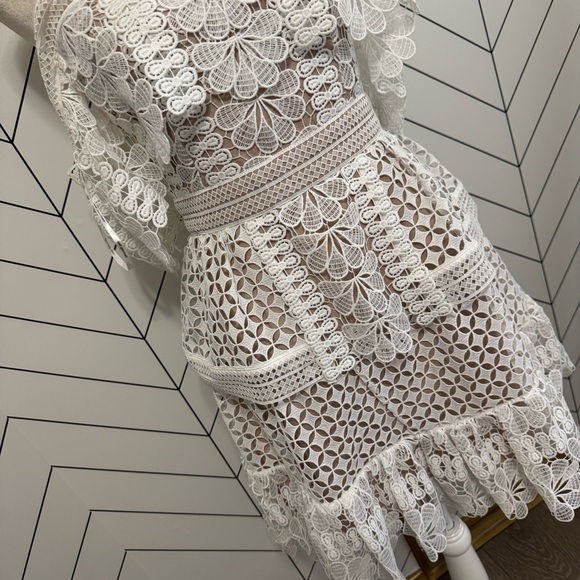 Self Portrait Off The Shoulder Guipure Lace Mini Dress - Picture 6 of 13